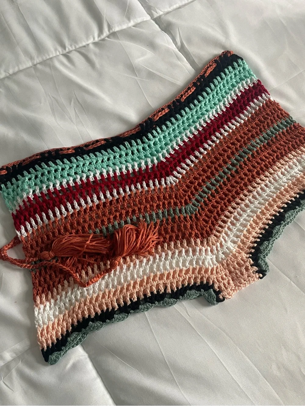 Crochet Tie-Waist Multicolor cover up cheeky shorts